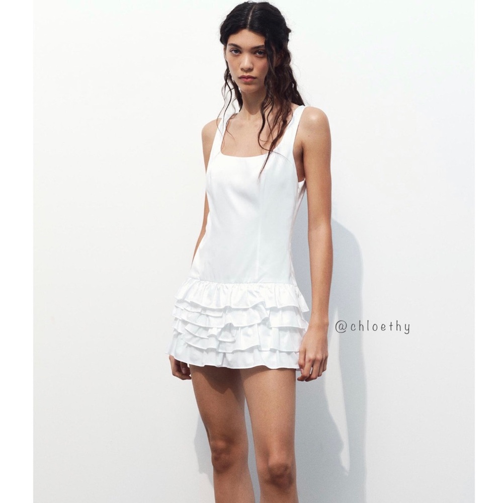 Zara RUFFLED HEM JUMPSUIT DRESS